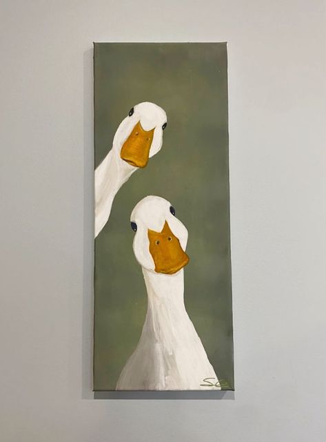 Painting Ideas Duck, Easy Large Painting Ideas, Funny Duck Painting, Easy Animal Paintings For Beginners, Duck Paintings On Canvas, Big Painting Ideas Easy, Duck Painting Ideas, Duck Painting Acrylic, Duck Painting Easy