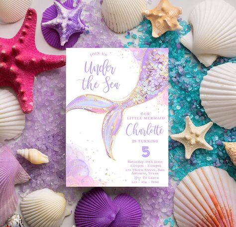 Mermaid Editable Birthday Invitation, Under The Sea Birthday Invitation, Printable Mermaid Tail Invitation, Mermaid Party Girls Birthday Two The Sea Birthday, Under The Sea Invites, Ocean Birthday Party, Sea Adventure, Ocean Birthday, Under The Sea Birthday, Mermaid Invitations, Mermaid Birthday Invitations, 2nd Birthday Invitations