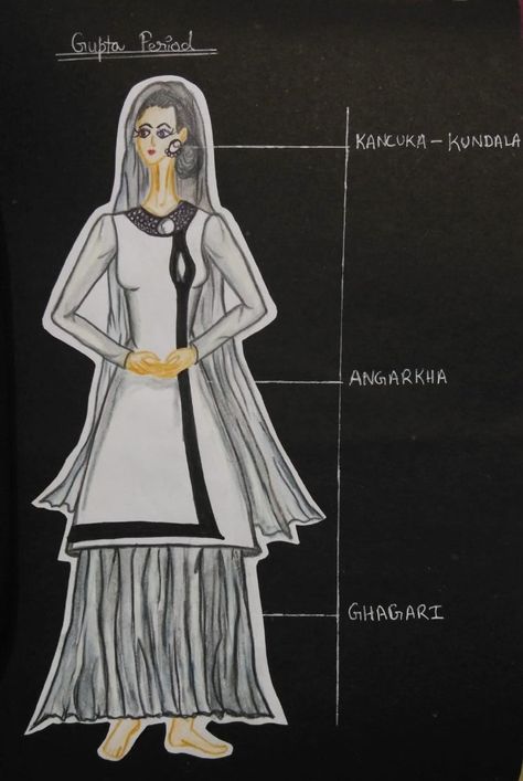 Gupta Period Costumes, Easy Sketches For Beginners, Female Costume, Easy Sketches, Period Costumes, Sketches Easy, Historical Costume, Design History, History Design