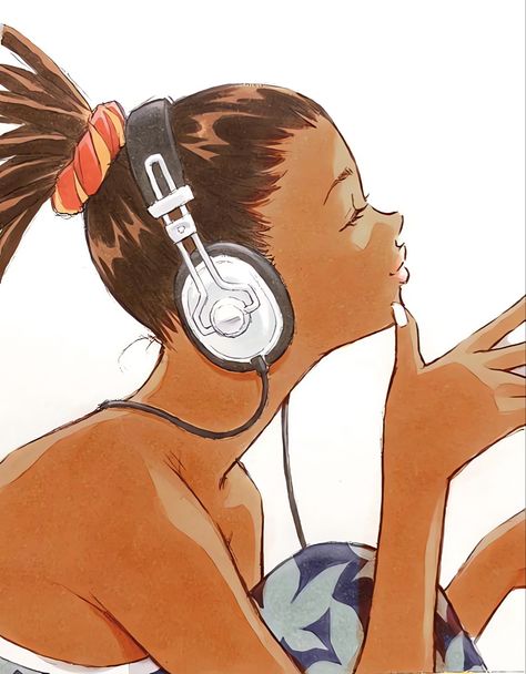 Carole And Tuesday, Carole Tuesday, Anime Fanart, A Girl, Manga Anime, Headphones, Music, Anime, Art