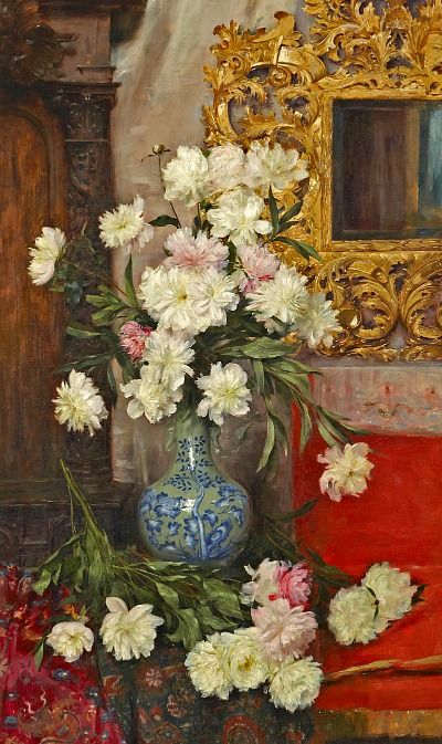 Albert Aublet, Hungarian Paintings, Famous Flower Paintings, Peonies In A Vase, Painting Famous, Bouquet Painting, Still Life Paintings, Floral Still Life, Paintings Famous