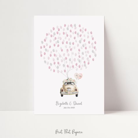 Thumb Print Guest Book, Tree Wedding Guest Book, Wedding Fingerprint, Wedding Fingerprint Tree, Thumb Book, Tree Guest Book, Floating Balloons, Wedding Tree Guest Book, Thumb Print