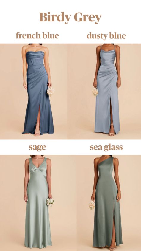 Bluish Gray Bridesmaid Dresses, Sage And Dusty Blue Bridesmaid Dresses, Dusty Blue And Sage Green Bridesmaids, Sage Green And Blue Wedding, Sage Green And Dusty Blue Wedding, Birdy Grey Bridesmaid Dresses, Birdy Grey Bridesmaid, 2026 Wedding, Dusty Blue Bridesmaid