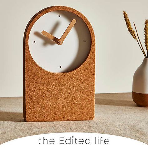 Cork Mantel Clock 28cm | Dunelm Cork Clock, Living Simple Life, Flower Vase Making, Kitchen Clocks, Wall Kitchen, Tree Bark, Contemporary Home Decor, Tick Tock, Design Language