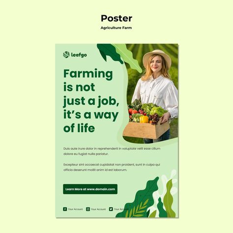 Free PSD | Agriculture farm concept poster template Farm Graphic Design, Agriculture Poster, Contest Poster, Concept Poster, Big Farm, Farm Day, Marketing Poster, Farm Store, Agriculture Farming