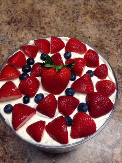 Fitness By Alicia: Happy 4th of July with the Skinny Taste Red, White, and Blue Trifle! Red White And Blue Trifle, Fruit Trifle Recipes, Fruit Trifle, Trifle Recipes, Trifle Recipe, Happy 4th Of July, Happy 4 Of July, Trifle, Red White And Blue