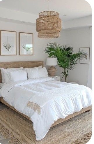 Bali Themed Bedroom, Tropical Bedroom Aesthetic, White And Wood Bedroom, Palm Springs Bedroom, Bali Bedroom, Fence Edging, Bedroom Neutral, Burgundy Christmas, Porch Awning