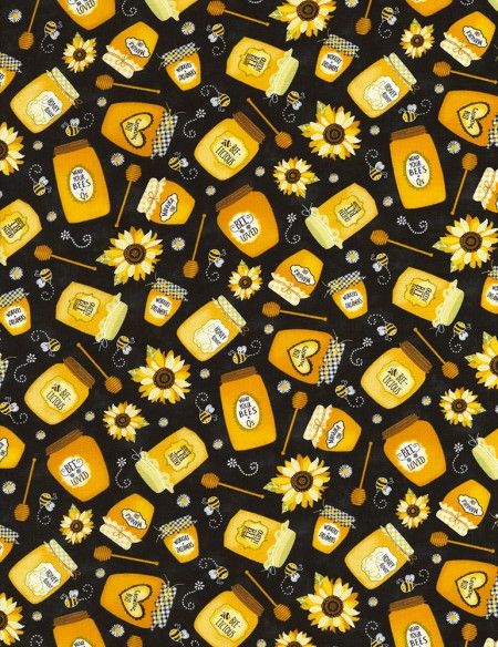 Gail-C6105-Black Bee Hive Decor, Hive Decor, Chalkboard Fabric, Yellow Stuff, Flannel Rag Quilts, Bee Printables, Bee Sweet, Sweet Like Honey, Honey Bee Decor