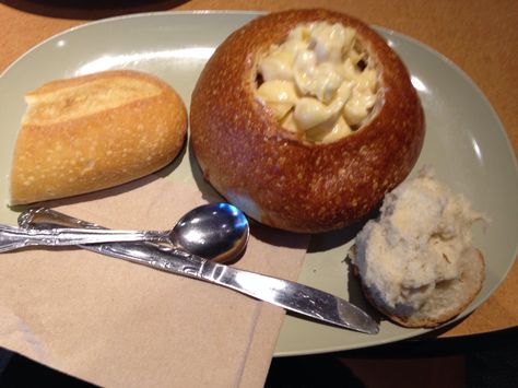 What you should get at Panera Bread...Mac and Cheese in a bread bowl. You know if you're just a carb cruncher. Panera Bread Mac And Cheese, Bread Bowl, Panera Bread, Bread Bowls, Cheese Bread, Mac N Cheese, Mac And Cheese, Love Food, Food And Drink