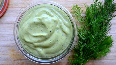 Avocado Ranch Dressing  Recipe Text | Rouxbe Cooking School Power Bowl Dressing, Taco Bell Power Bowl, Easy Avocado Ranch Dressing, Avocado Ranch Dip Recipe, Avocado Ranch Dressing Recipe, Homemade Avocado Ranch Dressing, Creamy Avocado Ranch Dressing, Avocado Lime Ranch Dressing, Verde Salsa