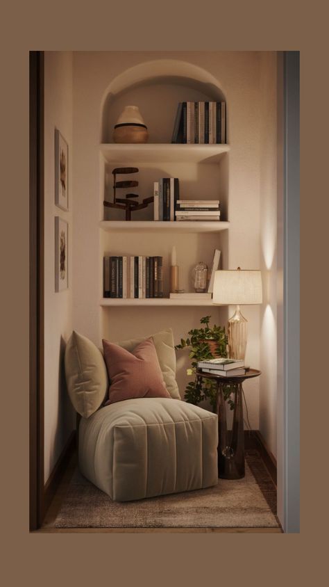 Window Corner Ideas, Cosy Corner Living Room, Nook Ideas Small Spaces, Reading Room Ideas, Cozy Window Seat, Window Seat, Nook, Small Spaces, House Design