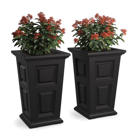 PRICES MAY VARY. Durable Planters: We use 100% high-grade Polyethylene resin in the manufacturing process - making our products durable, lightweight and highly shock resistant Four Season Use: These tall planters can be used for outdoor applications year-round, as they are resistant to high-impact, chemicals and extreme weather conditions - it stands true to its 'four-season use' tag with very little winter preparation Long Lasting Quality: The resin used to create our products contains built-in Black Planters Front Door, Planters Front Door, Tall Planters Front Door, Winter Preparation, Black Planters, Urn Planters, Tall Planters, Water Reservoir, Resin Uses