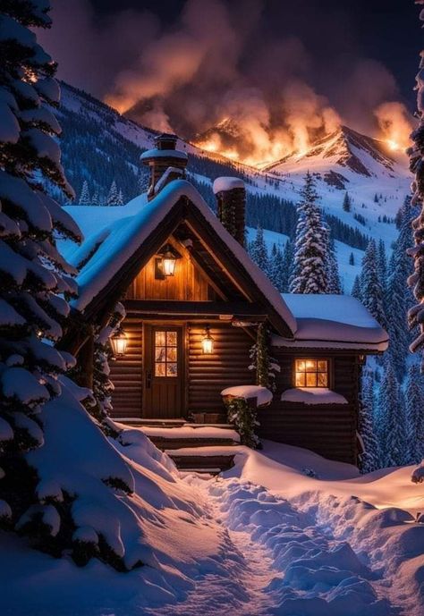 Pani Zima, Cozy Mountain Home, Woods Photos, Cabin Wallpaper, Aesthetic Christmas Wallpaper, Magical Cottage, Cosy Cabin, Postal Card, Snowy Cabin