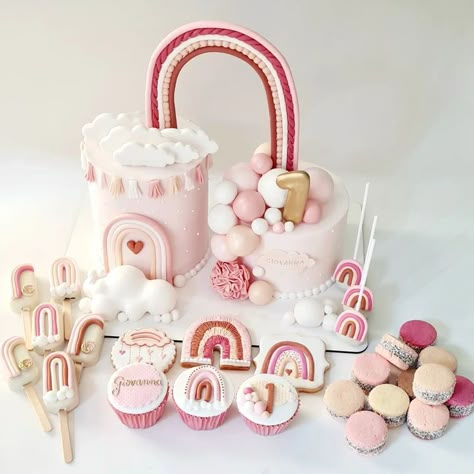 Valentines Baby Photos, 1st Birthday Foods, Half Birthday Baby, Bakery Cupcakes, Happy Birthday Cookie, Rainbow First Birthday, Boho Birthday Party, Baby Birthday Decorations, Baby Shower Theme Decorations