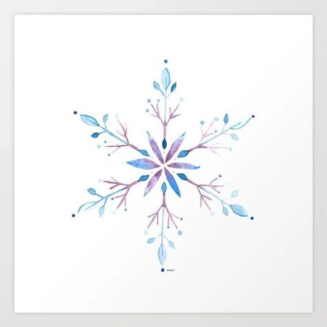 Xmas Watercolor, Watercolor Snowflake, Snowflake Tattoo, Winter Tattoo, Watercolor Christmas Cards Diy, Snowflake Art, Snow Flake Tattoo, Snowflakes Drawing, Snowflakes Art