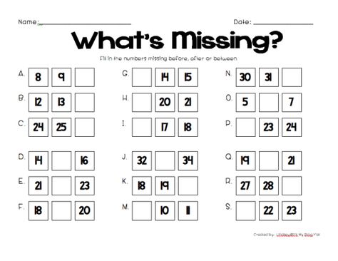 Find the Missing Number: What comes Before, After and Between Numbers up to 30. What Number Comes Before And After, Tutoring Activities, Kinder Math Activities, Eyfs Planning, Find The Missing Number, Kindergarten Numbers, Friday Freebie, Teacher Forms, Kindergarten Math Games