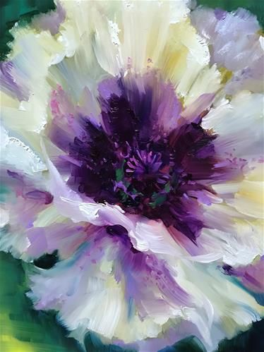 Nancy Medina, Oil Painting Tutorial, White Poppy, Oil Painting Flowers, Flower Art Painting, Nature Paintings, Purple Flower, Abstract Flowers, Original Fine Art