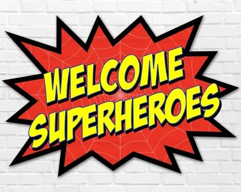 Sign Comic, Spider Printable, Iron Man Party, Spidey Birthday, Superhero Signs, Superheroes Party, Superhero Decorations, Comic Bubble, Batman Birthday Party