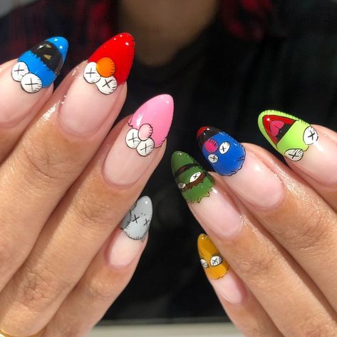 Colored Acrylic Nails Short, Acrylic Nails Short Square, Kaws Nails, Colored Acrylic, Colored Acrylic Nails, Acrylic Nails Coffin Pink, Long Square Acrylic Nails, Bling Acrylic Nails, Gem Nails