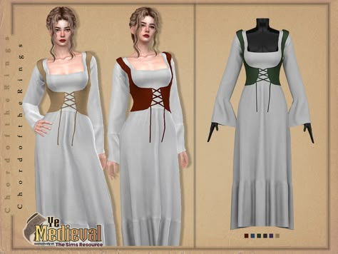 The Sims Resource - Ye Medieval Dress No.01 Sims 4 Medieval Dress, Sims 4 Medieval Cc Clothes, Ts4 Medieval Cc, Sims 4 Cc Medieval Clothes, Medieval Winter Clothes, Sims 4 Medieval Cc, Sims 4 Medieval, Medieval Shirt, Ts4 Clothes