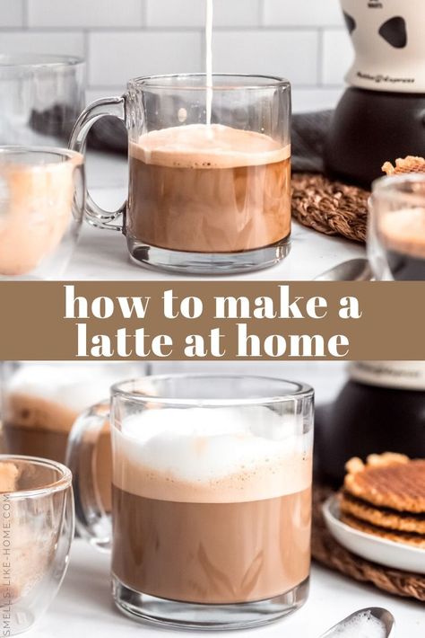 Are you ready to give up your coffee shop latte addiction and make them at home? For a fraction of the price, let's make lattes at home instead! Use any flavor sweetener, milk, or boldness of espresso you choose! #latte #howtomake #homemade #starbucks #copycat How To Make A Latte With Nespresso, Frother Recipes At Home, How To Make Latte At Home, How To Make A Latte At Home, Frother Recipes, Espresso Recipe, How To Make A Latte, Homemade Starbucks, Easy Drinks To Make