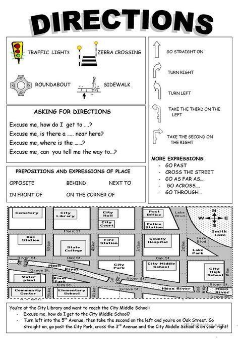 DIRECTIONS - English ESL Worksheets Directions Worksheet, English Exercises, English Classroom, English Tips, English Activities, Grammar And Vocabulary, Esl Worksheets, English Language Learning, Language Teaching