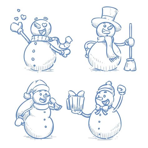 Cute Snowmen Drawings, Draw A Snowman, Hard Drawings, Christmas Sketch, Funny Sketches, Funny Snowman, Window Drawing, Illustration Noel, Card Drawing