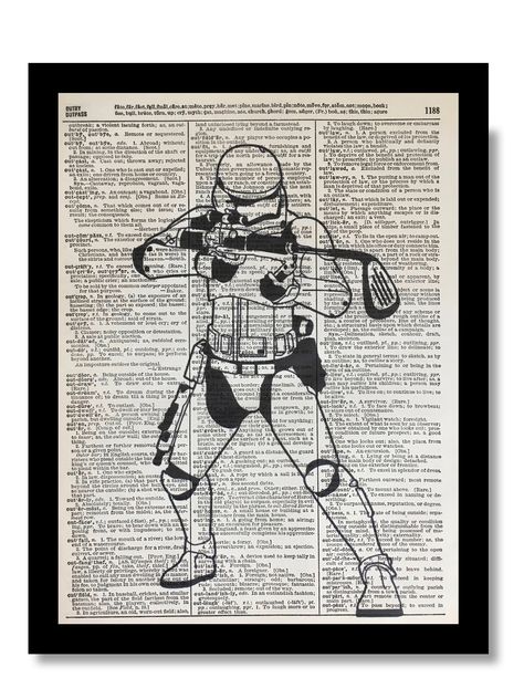 Stormtrooper Golf Humor, Golf Art Star Wars Golf Print, Golf Star Wars, Star Wars, Stormtrooper Golf, Star Wars Gift Idea,StarWars Golf 8x10 Vintage Pages, Golf Prints, Golf Art, Dictionary Page, Star Wars Stormtrooper, Photo Corners, Golf Humor, Cartoon Gifs, Small Pictures