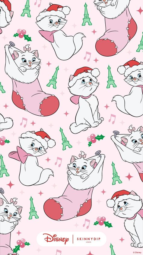 Super Cute Christmas Wallpaper, Alice In Wonderland Christmas Wallpaper, Cute Cat Christmas Wallpaper, Disney Christmas Iphone Wallpaper, Wallpaper Iphone Christmas Aesthetic, Marie Wallpaper Disney, Christmas Disney Aesthetic, Disney Christmas Phone Wallpaper, Disney Princess Christmas Wallpaper