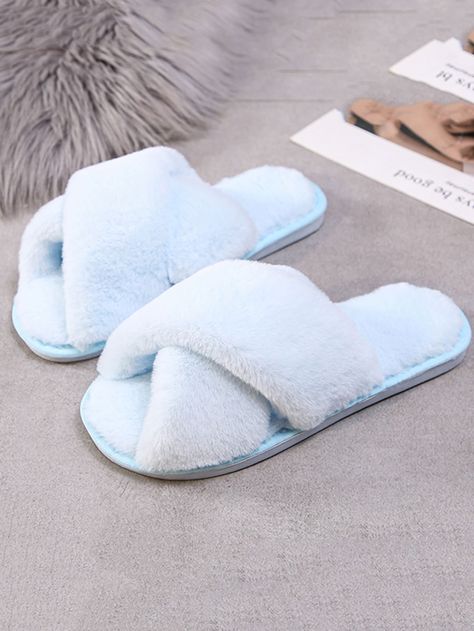 Cross Strap Fluffy Slippers Royalty Dr, Cute Luggage, Blue Slippers, Fluffy Slippers, Bow Sandals, Backyard Pool, Cross Straps, Slide Slipper, Amazing Products