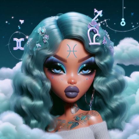 Pisces Baddie, Baddie Pfp, Bratz Doll Makeup, Black Bratz Doll, Cheerleading Hairstyles, Black Betty Boop, Big Eyes Art, Doll Makeup, Disney Princess Wallpaper