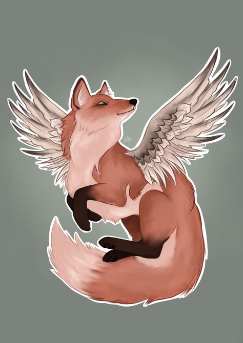 Please follow A Fox with wings! Art by Vanessa McKondo #littlefox #babyfox #kit #kitten #foxlove #ilovefoxes #fox #foxes #füchse #fuchs #renard #renards Fox With Wings, Anime Fox Animal, Jordan Drawing, Kitsune Art, Sky Fox, Fox Tattoo Design, Demon Form, Fox Animal, Sky Mountain