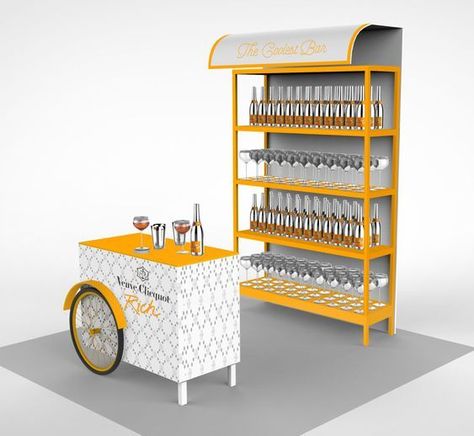 Market Stall Display Ideas, Bar Booth, Market Stall Display, Bar Concept, Veuve Cliquot, Wine Cart, Pos Design, Drink Stand, Pop Up Bar