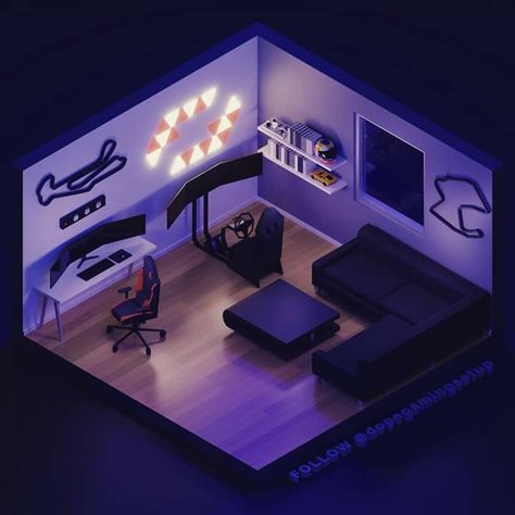 Cinema 4d Render, Bedroom Concept, Gaming Bedroom, Small Game Rooms, Mens Bedroom Decor, Best Gaming Setup, Modern House Floor Plans, 3d Room, Music Studio Room