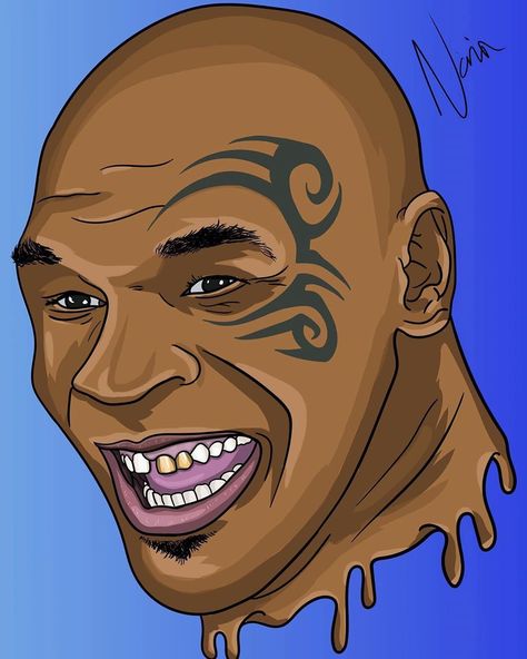 Mike Tyson Cartoon, Mike Tyson Illustration, Tyson Tattoo, Mike Tyson Drawing, Mike Tyson Tattoo, King Josiah, Face Tattoo, Mike Tyson, Illustrators On Instagram