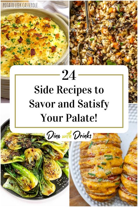 Collage of 4 side recipes. Unique Side Dishes, Winter Side Dishes, Crispy Fries, Sides Recipes, Cheesy Casserole, Thanksgiving Sides, Best Side Dishes, Yummy Eats, Healthy Side Dishes