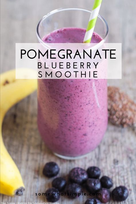 Blueberry Pomegranate Smoothie, Idea For Breakfast, Decorated Food, Pomegranate Smoothie, Blueberry Pomegranate, Blueberry Smoothie Recipe, Pomegranate Recipes, Fruit Smoothie Recipes Healthy, Blueberry Smoothie