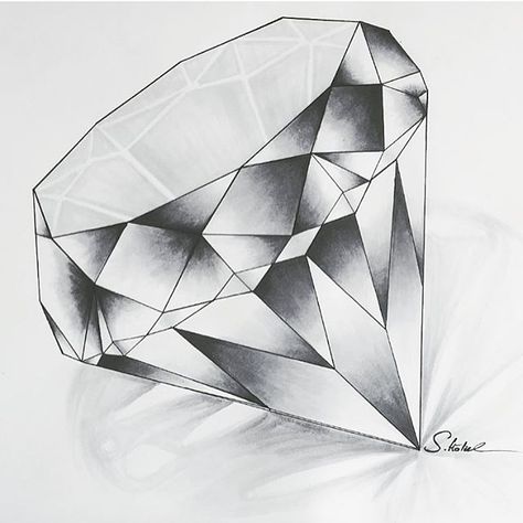 Diamond Sketch, Diamond Drawing, Black Crown, Realistic Art, Drawing Skills, Rough Diamond, Beautiful Tattoos, Diamond Gemstone, Black Diamond