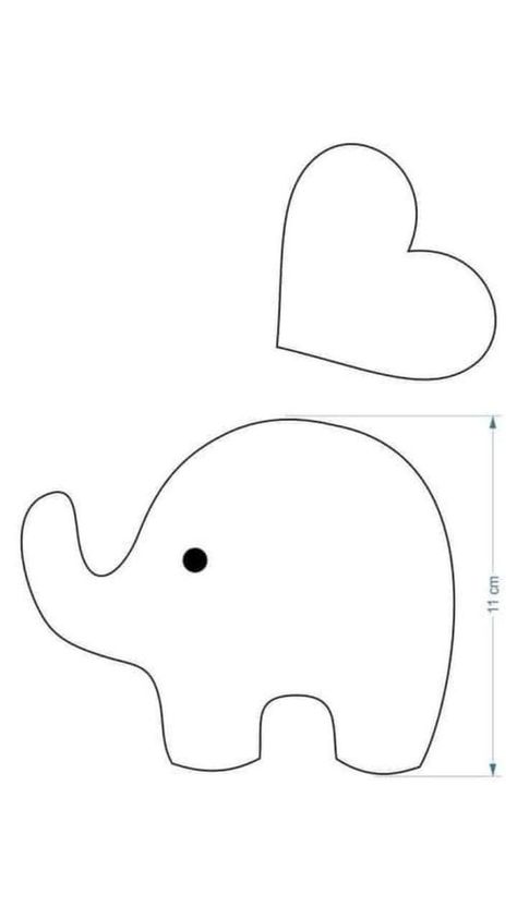 New Born Baby Room Decorating Ideas, Elephant Patterns Free Printable, Elephant Diy, Elephant Template, Moldes Para Baby Shower, Teddy Bear Sewing Pattern, Felt Crafts Patterns, Unisex Baby Shower, Felt Crafts Diy