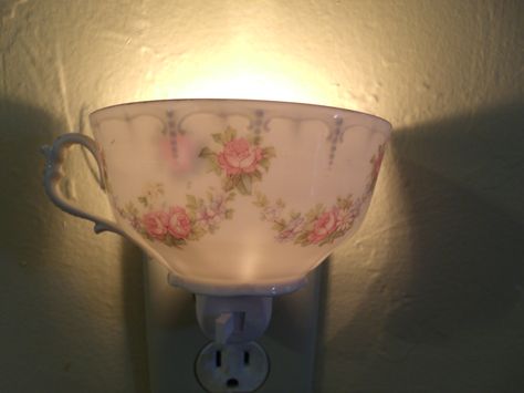 Repurposed tea cup night light handmade by www.teatimecreations.com Bedroom Inspo, Dream Room, My Dream Home, Room Inspo, Tea Cup, Room Inspiration, Pretty In Pink, Night Light, Sweet Home