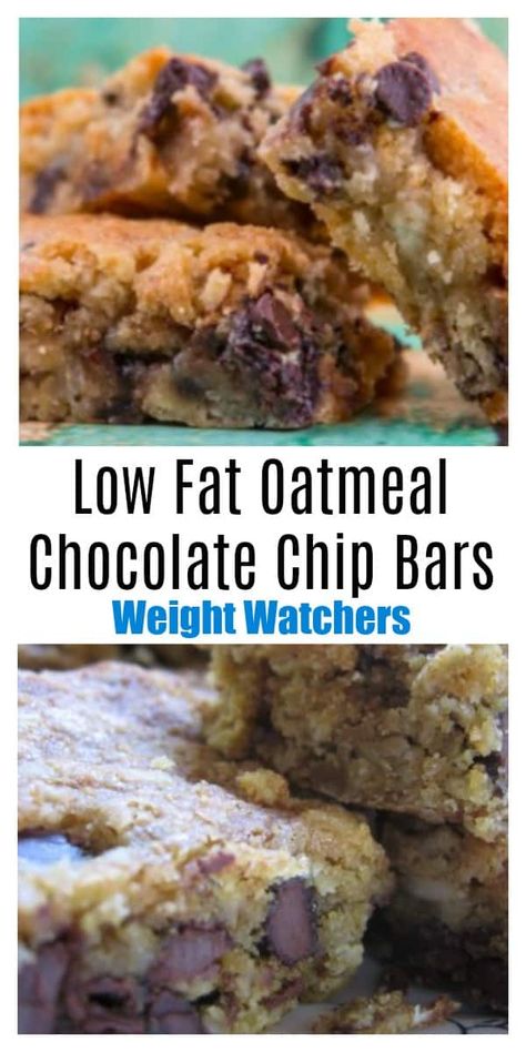 Ww Oatmeal, Oatmeal Chocolate Chip Cookie Bars, Oatmeal Chocolate Chip Cookie, Oatmeal Chocolate Chip Bars, Oatmeal Cookie Bars, Low Fat Desserts, Chocolate Chip Bars, Oatmeal Chocolate Chip, Ww Desserts