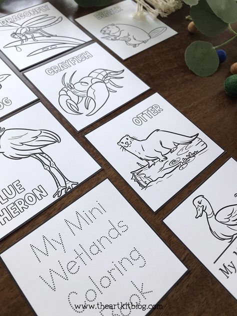 Mini Wetland Animal Coloring Pages {FREE PRINTABLE DOWNLOAD!} Wetlands Activities, Wetland Animals, Animal Coloring Pages Free Printable, Curriculum Themes, World Wetlands Day, Ecosystems Projects, Free Homeschool Curriculum, Sowing Seeds, Bookmark Printing