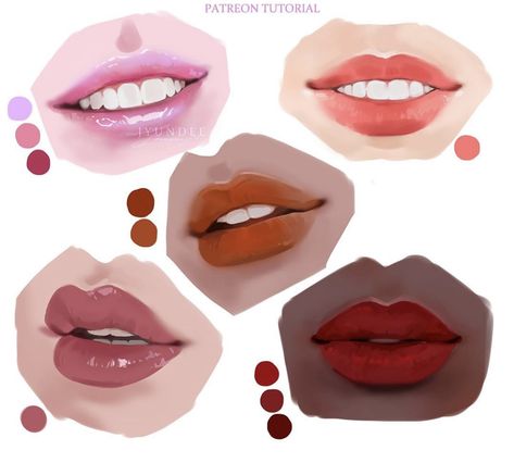 Lip Painting, Lip Color Palette, Digital Painting Photoshop, Different Drawing Styles, Digital Painting Portrait, Digital Painting Techniques, Lips Drawing, Digital Painting Tutorials, Matte Painting