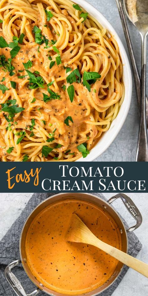 Easy, family friendly recipe for Tomato Cream Sauce that is perfect over pasta. This recipe is made with your favorite store bought marinara! The Best Beef Stew, Best Beef Stew, Best Beef Stew Recipe, Tomato Cream Sauce, Creamy Pasta Sauce, Creamy Pasta Recipes, Marinara Sauce Homemade, Creamy Tomato Sauce, Homemade Marinara