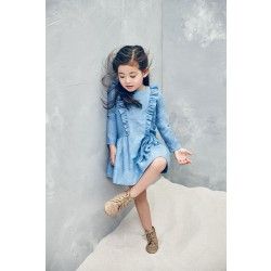 Nellystella Blanca Dress // PoppysCloset.com Girls Denim Dress, Girls Cotton Dresses, Shoes For, Toddler Girl Style, Childrens Dress, Girls Denim, Baby Outfits, Stylish Kids