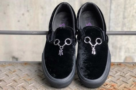 Needles Covers Vans’ Iconic Slip-On in Luxe Crushed Velvet Japanese Store, Sneaker Release, Vans Slip On, Vans Sneakers, Silver Accessories, Gold Accessories, Crushed Velvet, Black Sneaker, Boat Shoes