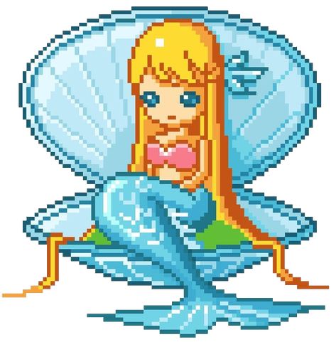 Kawaii Mermaid transparent Pixel Mermaid, Kawaii Mermaid, Mermaid Cross Stitch, Mermaid Stories, Mermaid Barbie, Pixel Art Tutorial, Pixel Art Templates, Pixel Art Characters, Mermaid Aesthetic