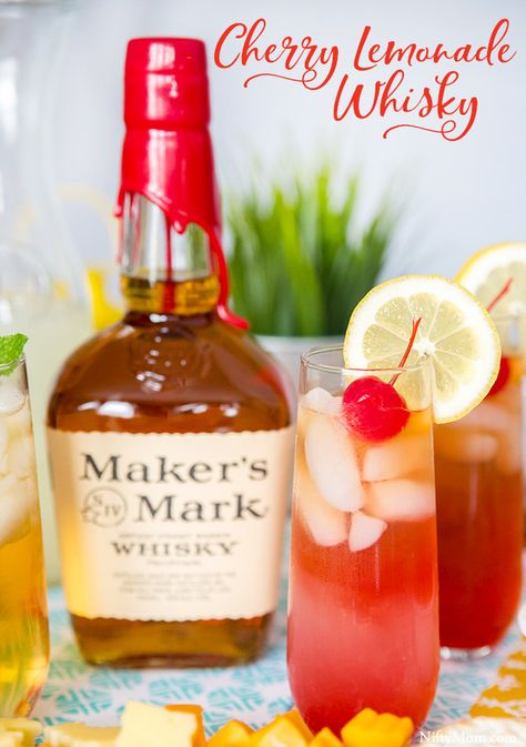 Msg 4 21+ (AD) Cherry Lemonade Whisky {Summer Entertaining} #CelebratorySips #MintJulepMonth Christmas Drinks Alcohol Recipes, Drinking Whiskey, Christmas Drinks Alcohol, Whisky Cocktail, Cherry Lemonade, Whisky Drinks, Whisky Cocktails, Bourbon Drinks, Cocktail Drinks Recipes