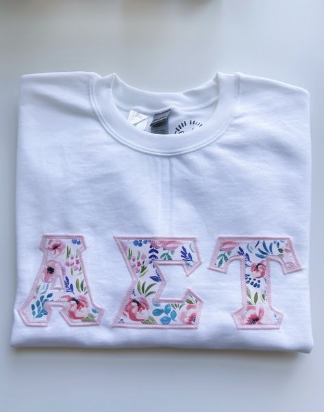 Stitched Letters Sorority, Big Little Sweatshirts, Sorority Stitched Letters, Sorority Letter Shirts, Sorority Letters Sweatshirt, Sorority Shirts Letters, Recruitment Video, Greek Letter Shirts, Stitched Letters