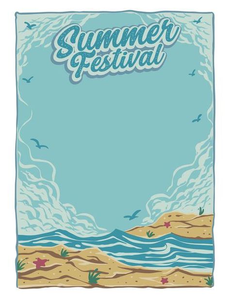 Summer festival poster template design P... | Premium Vector #Freepik #vector #background #brochure #flyer #poster Beach Brochure Design, Island Poster Design, Summer Festival Poster Design, Beach Festival Poster, Summer Festival Poster, Vintage Beach Posters, Festival Template, Festival Poster Design, Poster Images